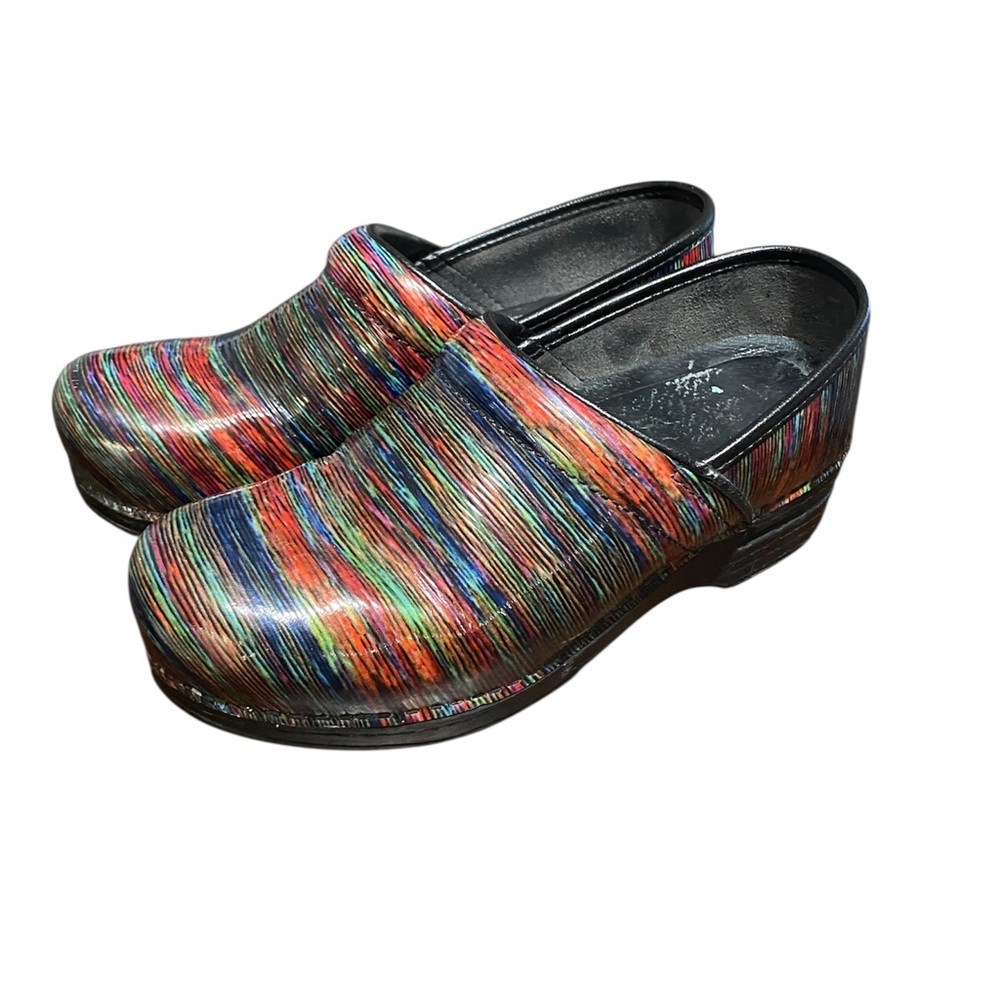 Dansko Clogs Women’s 39 US 8.5-9 Colorful Striped Professional Work Shoes -Read